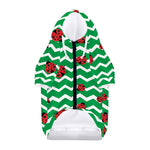 Green Zigzag Ladybird Pattern Print Dog Zip Up Hoodie