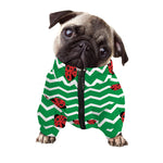 Green Zigzag Ladybird Pattern Print Dog Zip Up Jacket