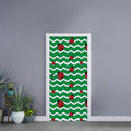Green Zigzag Ladybird Pattern Print Door Sticker