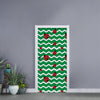 Green Zigzag Ladybird Pattern Print Door Sticker