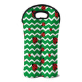 Green Zigzag Ladybird Pattern Print Double Neoprene Wine Tote