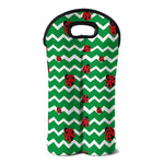 Green Zigzag Ladybird Pattern Print Double Neoprene Wine Tote
