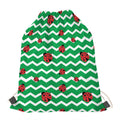 Green Zigzag Ladybird Pattern Print Drawstring Bag