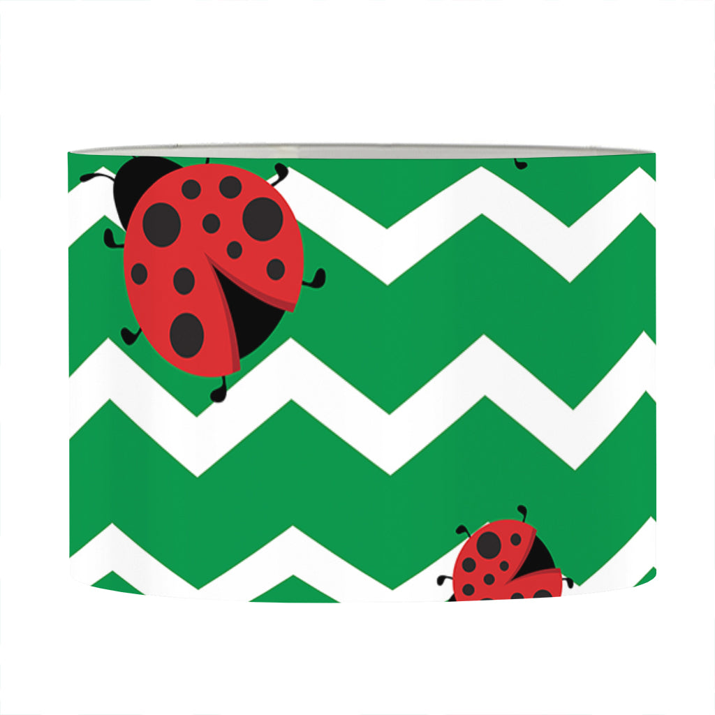 Green Zigzag Ladybird Pattern Print Drum Lamp Shade