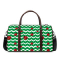 Green Zigzag Ladybird Pattern Print Duffel Bag
