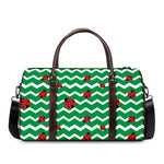Green Zigzag Ladybird Pattern Print Duffle Bag