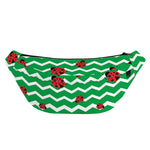 Green Zigzag Ladybird Pattern Print Fanny Pack
