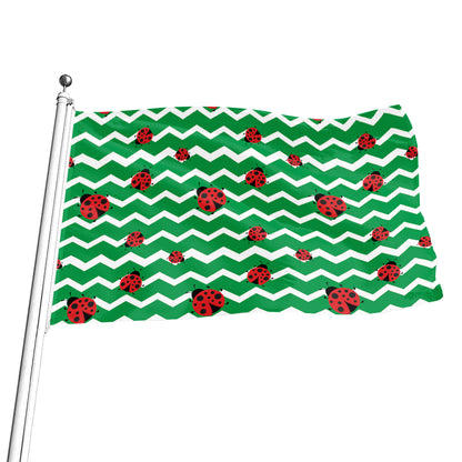 Green Zigzag Ladybird Pattern Print Flag