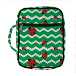 Green Zigzag Ladybird Pattern Print Front Pocket Bible Bag