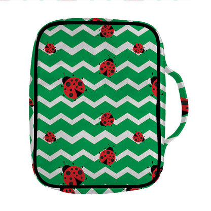 Green Zigzag Ladybird Pattern Print Front Pocket Bible Bag