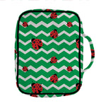 Green Zigzag Ladybird Pattern Print Front Pocket Bible Bag