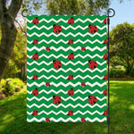 Green Zigzag Ladybird Pattern Print Garden Flag