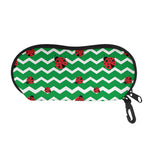 Green Zigzag Ladybird Pattern Print Glasses Case