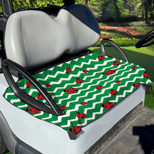 Green Zigzag Ladybird Pattern Print Golf Cart Seat Cover