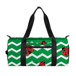 Green Zigzag Ladybird Pattern Print Gym Bag