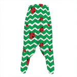 Green Zigzag Ladybird Pattern Print Hammer Pants