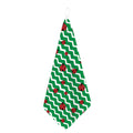 Green Zigzag Ladybird Pattern Print Hand Towel