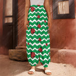 Green Zigzag Ladybird Pattern Print Harem Pants