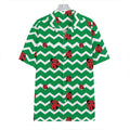 Green Zigzag Ladybird Pattern Print Hawaiian Shirt