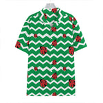 Green Zigzag Ladybird Pattern Print Hawaiian Shirt