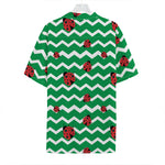 Green Zigzag Ladybird Pattern Print Hawaiian Shirt