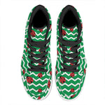 Green Zigzag Ladybird Pattern Print High Top Leather Sneakers