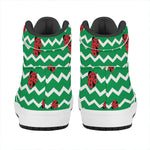 Green Zigzag Ladybird Pattern Print High Top Leather Sneakers