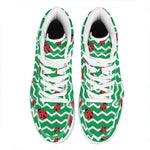 Green Zigzag Ladybird Pattern Print High Top Leather Sneakers