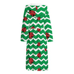 Green Zigzag Ladybird Pattern Print Hooded Bathrobe