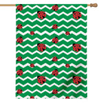 Green Zigzag Ladybird Pattern Print House Flag