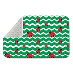 Green Zigzag Ladybird Pattern Print Indoor Door Mat