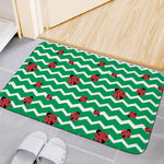 Green Zigzag Ladybird Pattern Print Indoor Door Mat