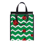 Green Zigzag Ladybird Pattern Print Insulated Lunch Tote