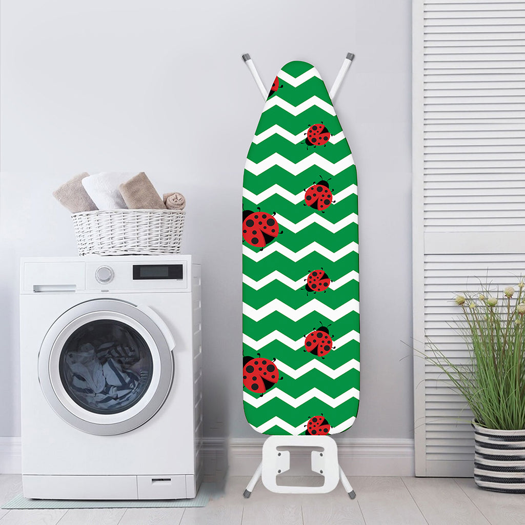 Green Zigzag Ladybird Pattern Print Ironing Board Cover