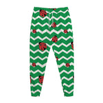 Green Zigzag Ladybird Pattern Print Jogger Pants
