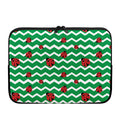 Green Zigzag Ladybird Pattern Print Laptop Sleeve
