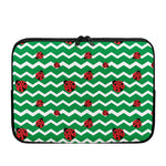 Green Zigzag Ladybird Pattern Print Laptop Sleeve
