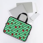 Green Zigzag Ladybird Pattern Print Laptop Sleeve With Handle