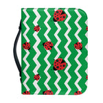 Green Zigzag Ladybird Pattern Print Leather Bible Cover