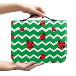 Green Zigzag Ladybird Pattern Print Leather Bible Cover