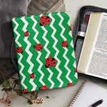 Green Zigzag Ladybird Pattern Print Leather Bible Cover