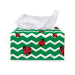 Green Zigzag Ladybird Pattern Print Leather Tissue Box Cover