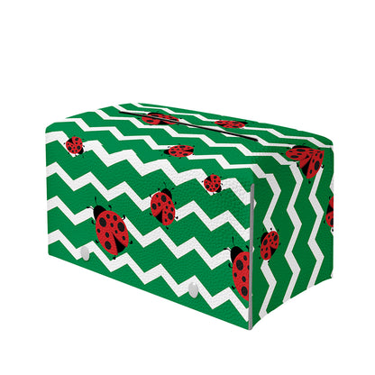 Green Zigzag Ladybird Pattern Print Leather Tissue Box Cover