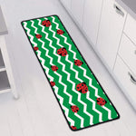 Green Zigzag Ladybird Pattern Print Long Kitchen Mat