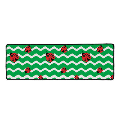 Green Zigzag Ladybird Pattern Print Long Kitchen Mat