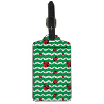 Green Zigzag Ladybird Pattern Print Luggage Tag