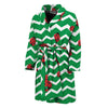 Green Zigzag Ladybird Pattern Print Men's Bathrobe