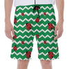 Green Zigzag Ladybird Pattern Print Men's Beach Shorts