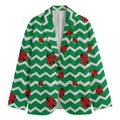 Green Zigzag Ladybird Pattern Print Men's Blazer