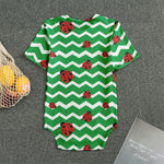 Green Zigzag Ladybird Pattern Print Men's Bodysuit